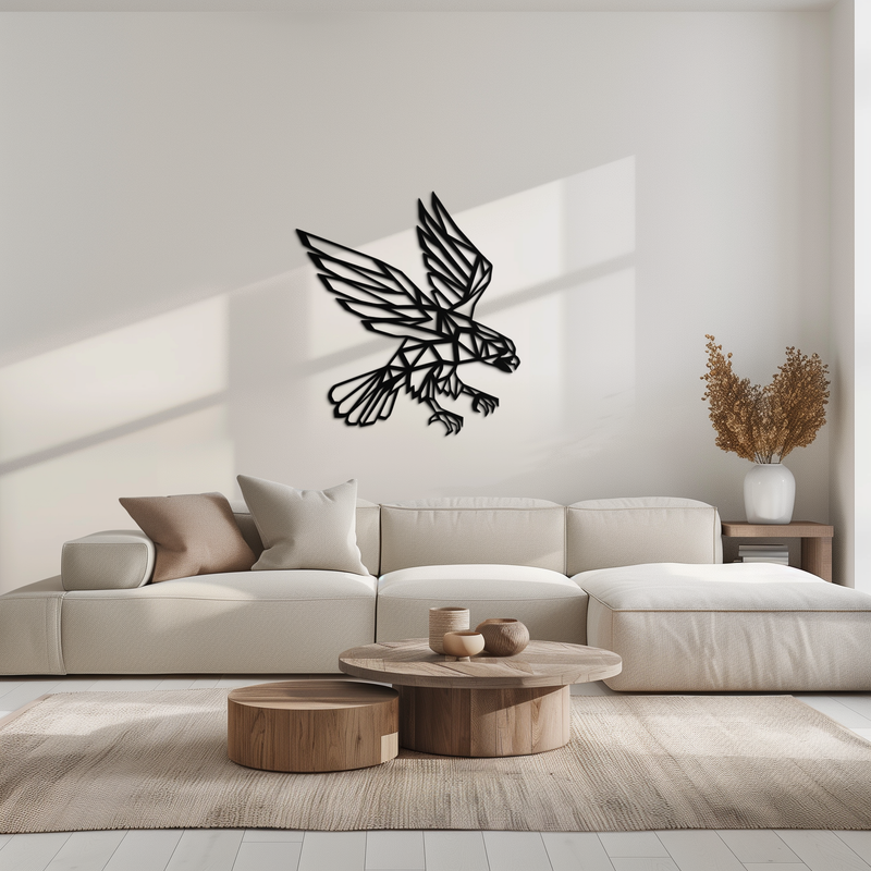 Geometric Eagle Metal Wall Art - Modern Steel Wall Decor - KAF042