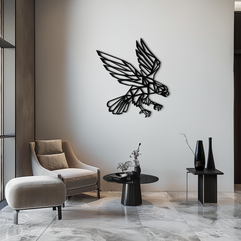 Geometric Eagle Metal Wall Art - Modern Steel Wall Decor - KAF042