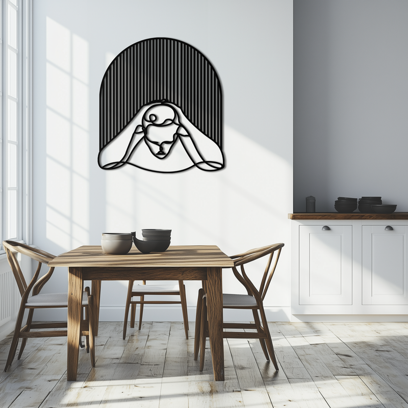 Minimalist Line Art Woman Metal Wall Art - Modern Steel Wall Decor - KAF045