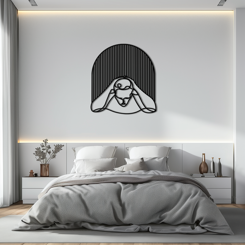 Minimalist Line Art Woman Metal Wall Art - Modern Steel Wall Decor - KAF045