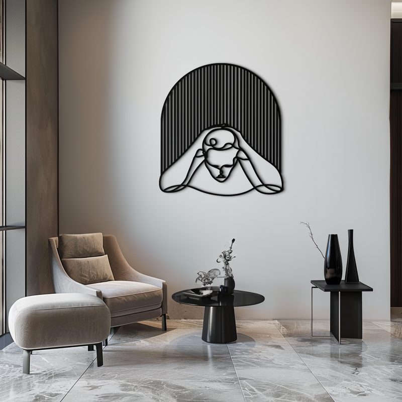 Minimalist Line Art Woman Metal Wall Art - Modern Steel Wall Decor - KAF045