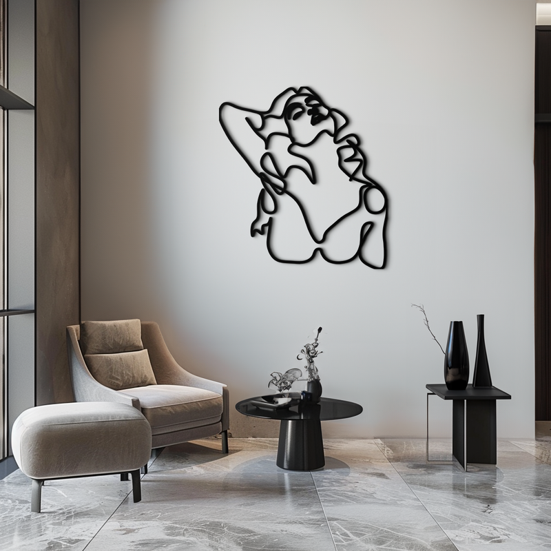 Minimalist Woman Metal Wall Art - Steel Wall Decor for Home and Office - KAF046