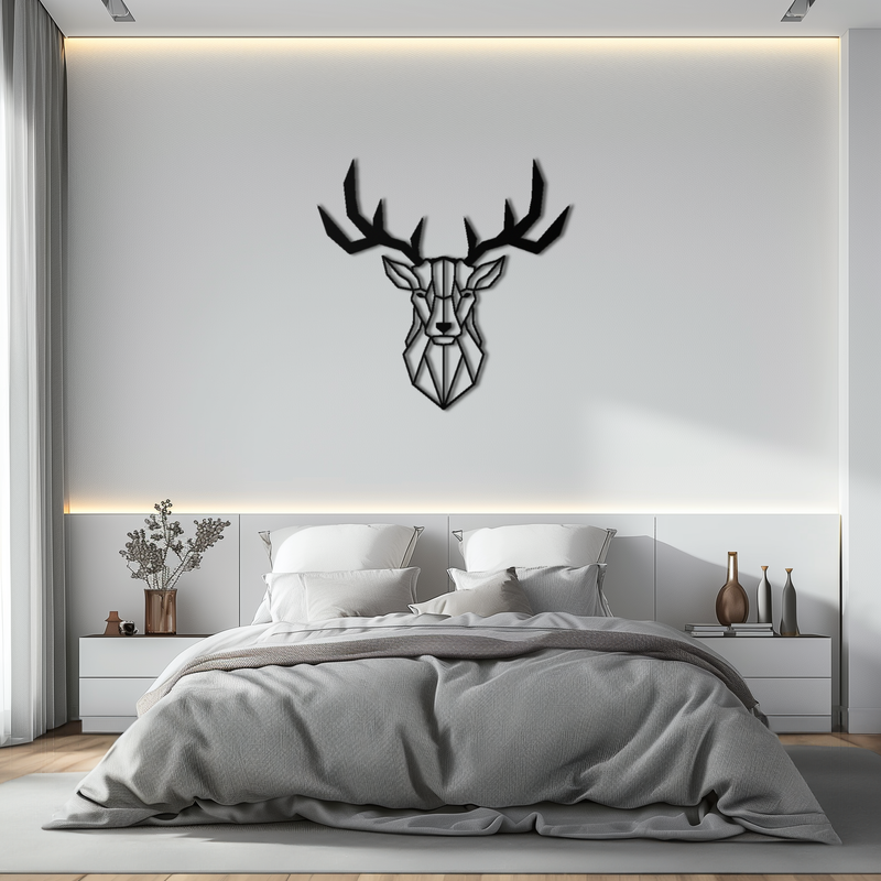 Geometric Deer Head Metal Wall Art - Modern Steel Decor - KAF048