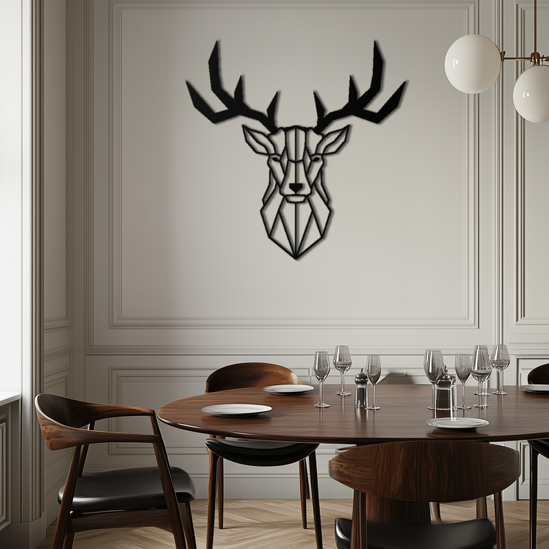 Geometric Deer Head Metal Wall Art - Modern Steel Decor - KAF048