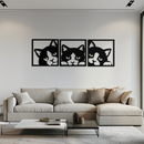 Curious Cats Metal Wall Art - Modern Minimalist Feline Decor - KAF051