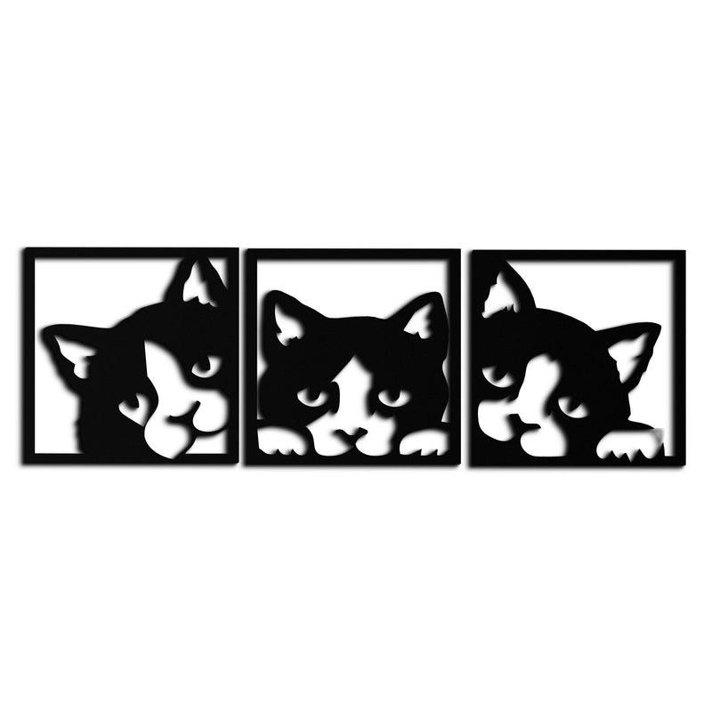 Curious Cats Metal Wall Art - Modern Minimalist Feline Decor - KAF051