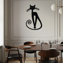 Elegant Cat Metal Wall Art - Geometric Black Metal Wall Sculpture - KAF052