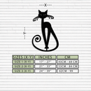 Elegant Cat Metal Wall Art - Geometric Black Metal Wall Sculpture - KAF052