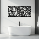 Hummingbird & Leaves Metal Wall Art - Elegant Dual Panel Steel Decor - KAF054