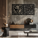 Hummingbird & Leaves Metal Wall Art - Elegant Dual Panel Steel Decor - KAF054