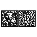 Hummingbird & Leaves Metal Wall Art - Elegant Dual Panel Steel Decor - KAF054