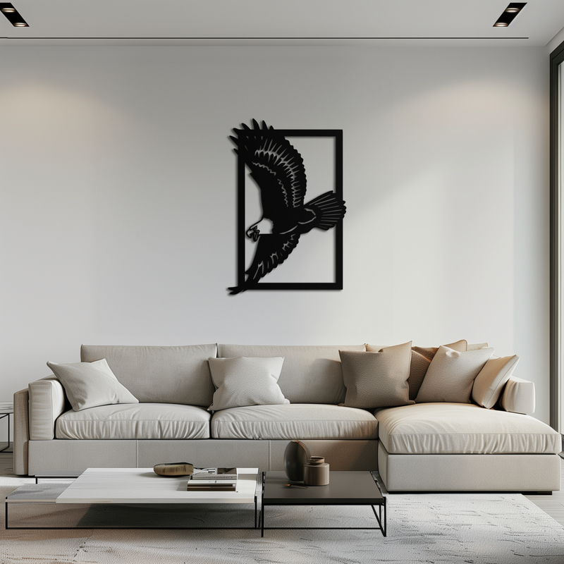 Majestic Eagle Metal Wall Art - Steel Wall Decor for Home and Office - KAF055