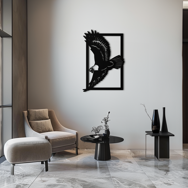 Majestic Eagle Metal Wall Art - Steel Wall Decor for Home and Office - KAF055