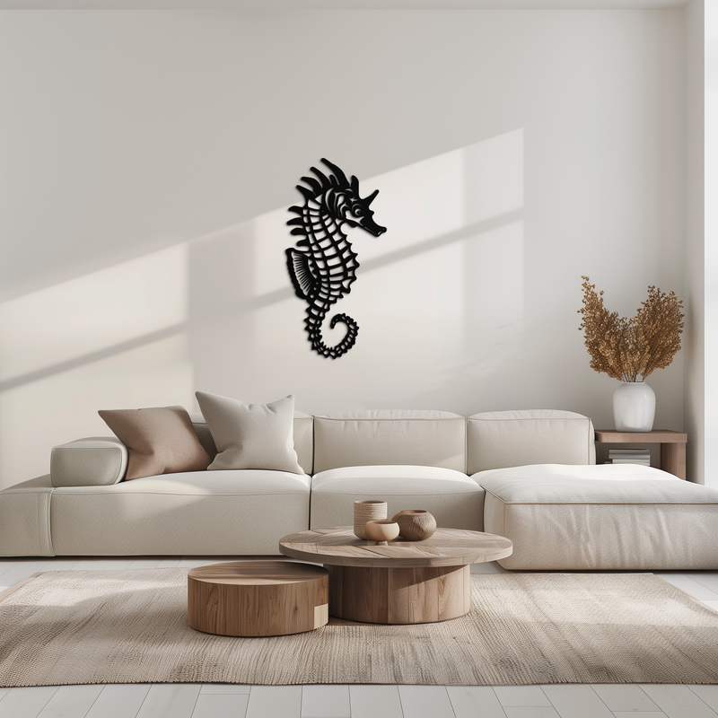 Elegant Seahorse Metal Wall Art - Ocean-Inspired Minimalist Decor - KAF057