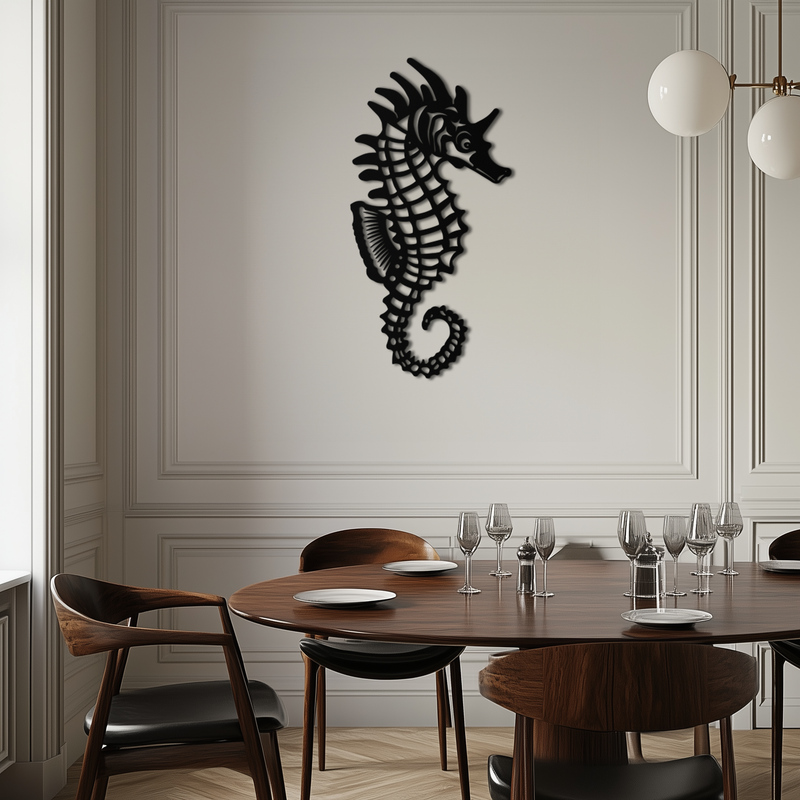 Elegant Seahorse Metal Wall Art - Ocean-Inspired Minimalist Decor - KAF057