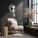 Moonlight Cat Metal Wall Art - Elegant Feline Silhouette Decor - KAF058