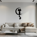 Moonlight Cat Metal Wall Art - Elegant Feline Silhouette Decor - KAF058