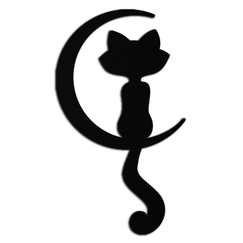 Moonlight Cat Metal Wall Art - Elegant Feline Silhouette Decor - KAF058