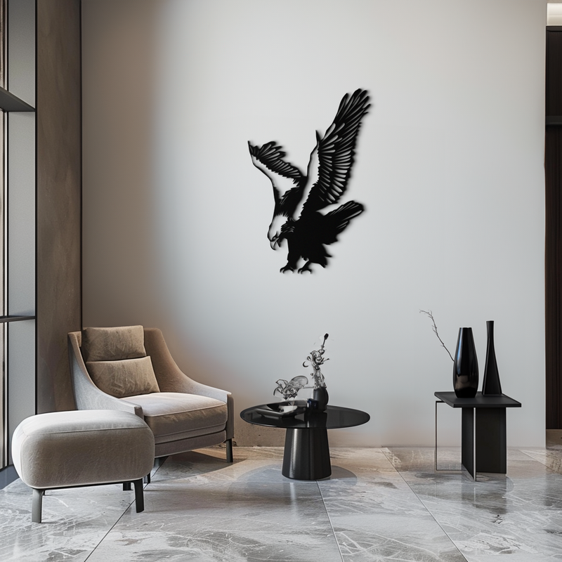 Majestic Eagle Metal Wall Art - Powerful Steel Bird Silhouette - KAF059