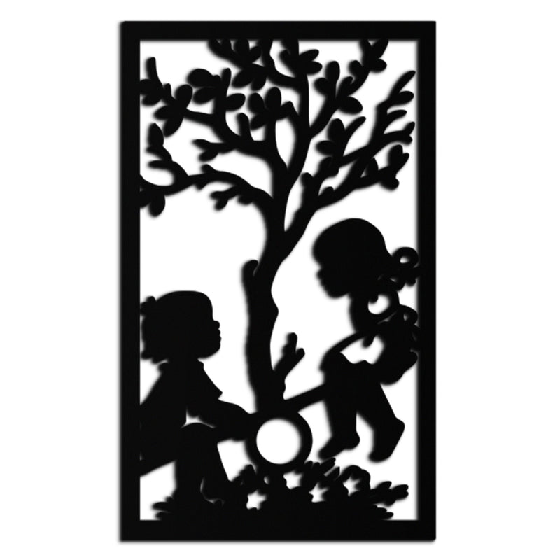 Playful Childhood Metal Wall Art - Nostalgic Minimalist Steel Decor - KAF060