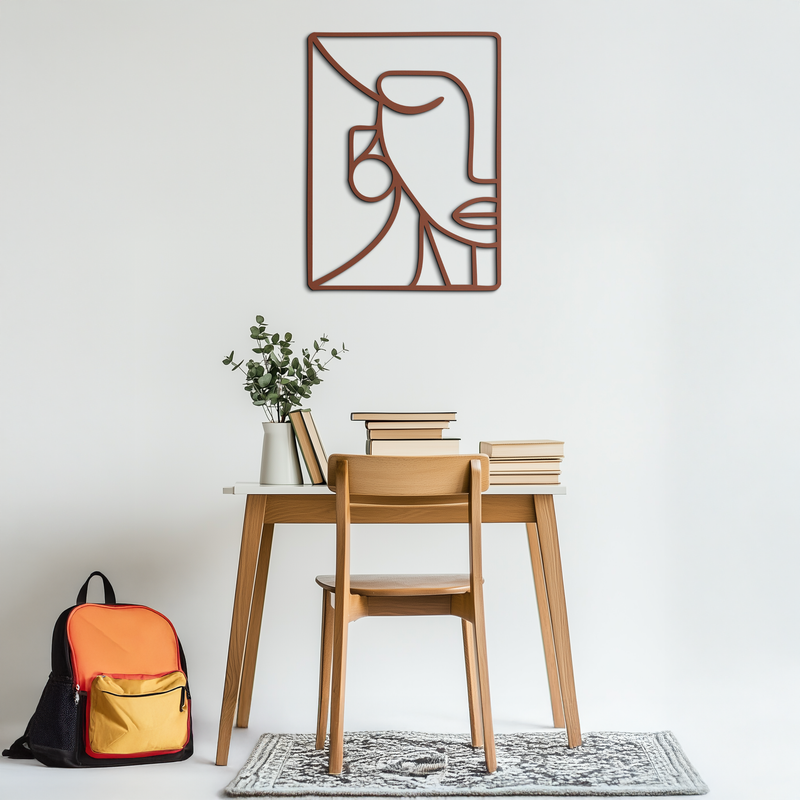 Abstract Face Metal Wall Art - Modern Minimalist Steel Decor - KAF063