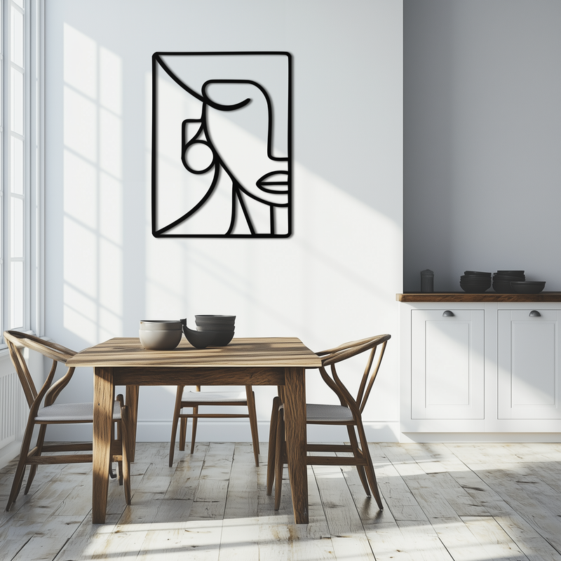 Abstract Face Metal Wall Art - Modern Minimalist Steel Decor - KAF063