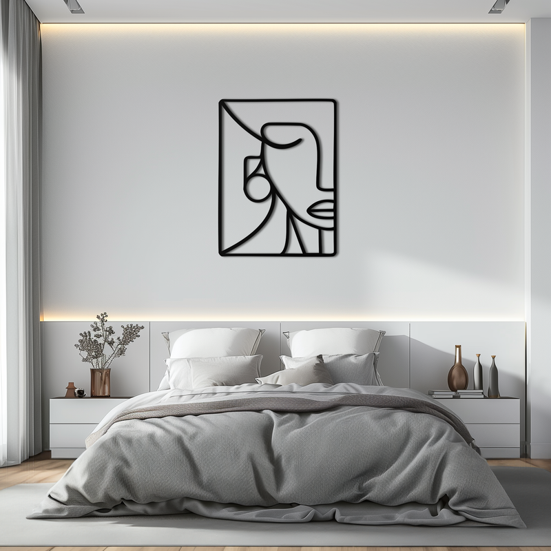 Abstract Face Metal Wall Art - Modern Minimalist Steel Decor - KAF063