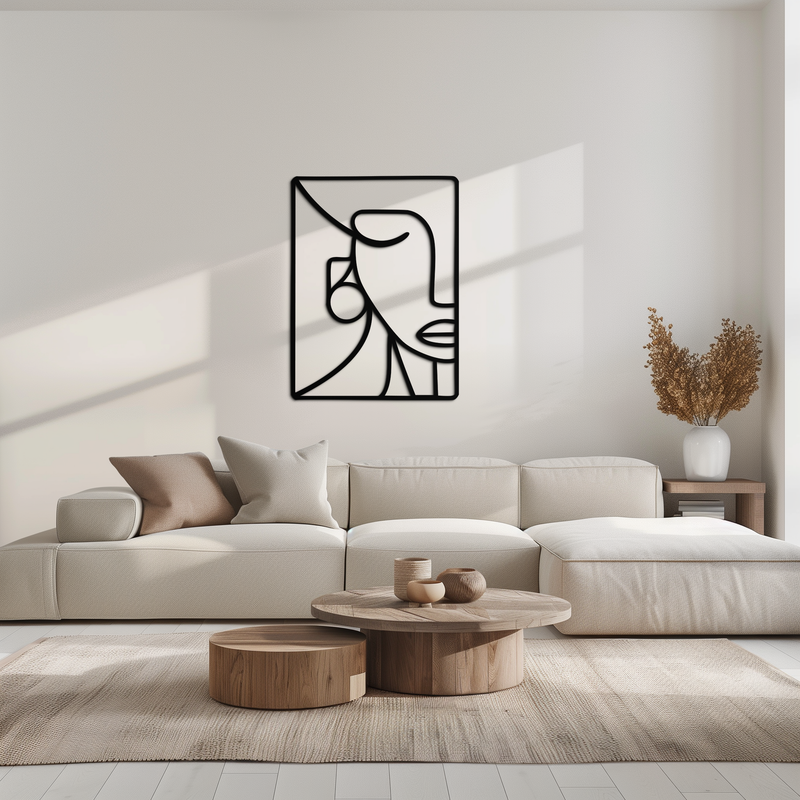 Abstract Face Metal Wall Art - Modern Minimalist Steel Decor - KAF063