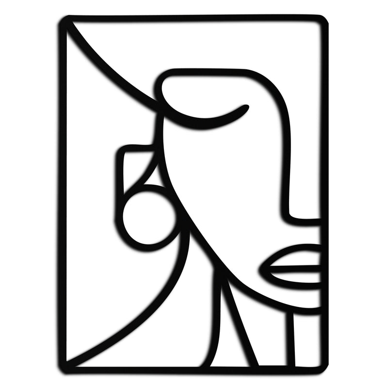 Abstract Face Metal Wall Art - Modern Minimalist Steel Decor - KAF063