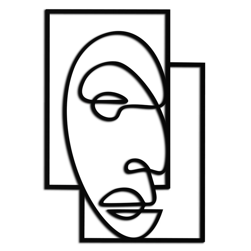 Abstract Minimalist Face Metal Wall Art – Modern Geometric Line Art - KAF064