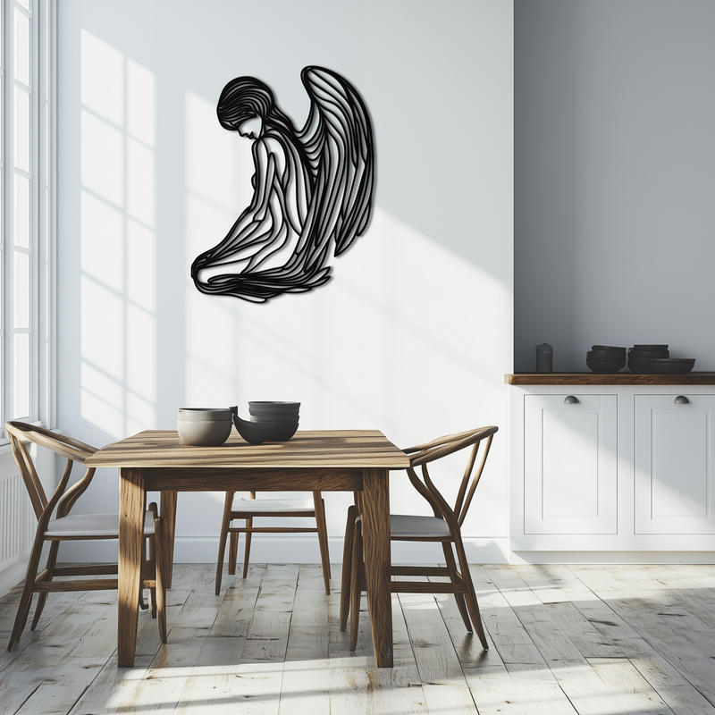 Ethereal Angel Metal Wall Art - Elegant and Serene Decorative Piece - KAF067