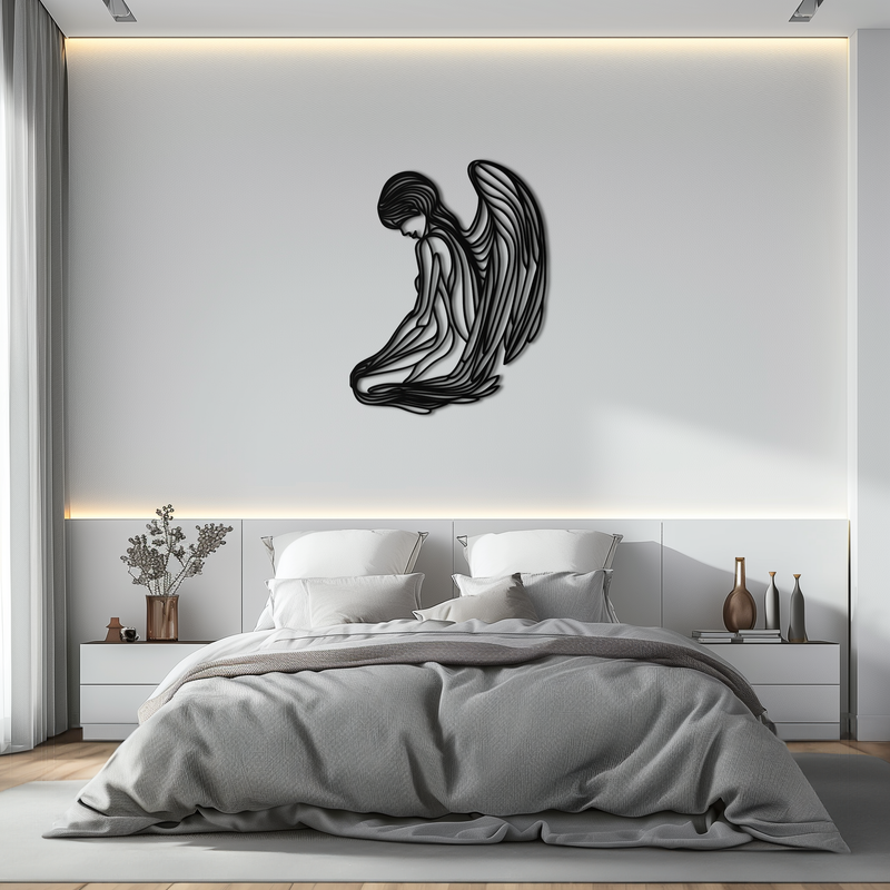 Ethereal Angel Metal Wall Art - Elegant and Serene Decorative Piece - KAF067