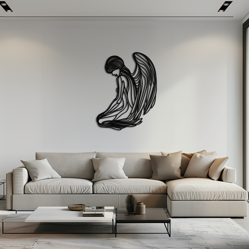 Ethereal Angel Metal Wall Art - Elegant and Serene Decorative Piece - KAF067