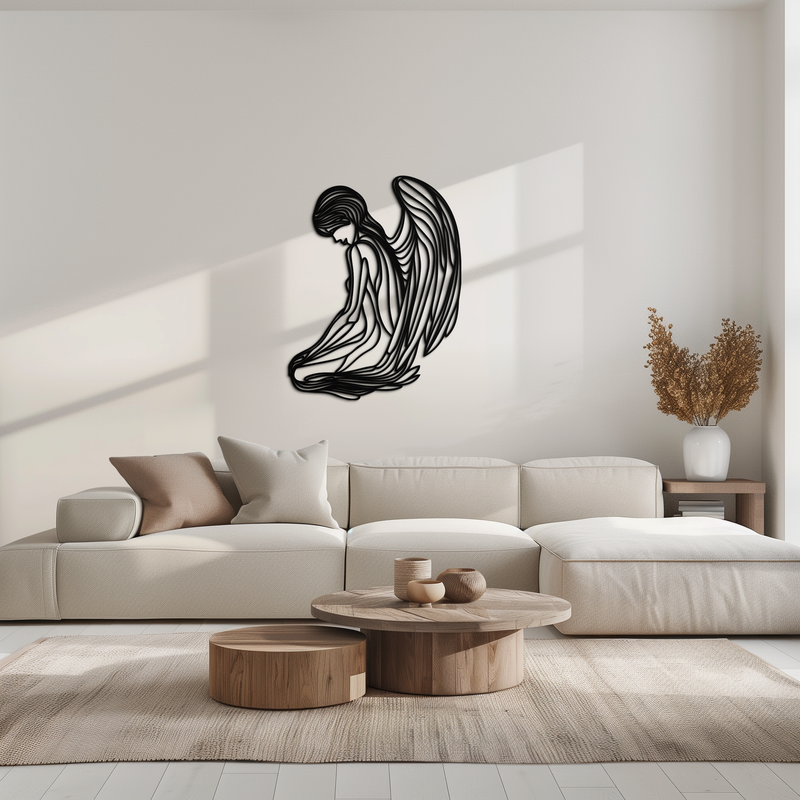 Ethereal Angel Metal Wall Art - Elegant and Serene Decorative Piece - KAF067