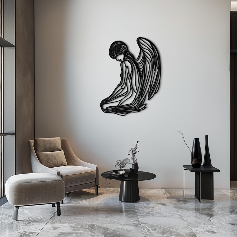 Ethereal Angel Metal Wall Art - Elegant and Serene Decorative Piece - KAF067