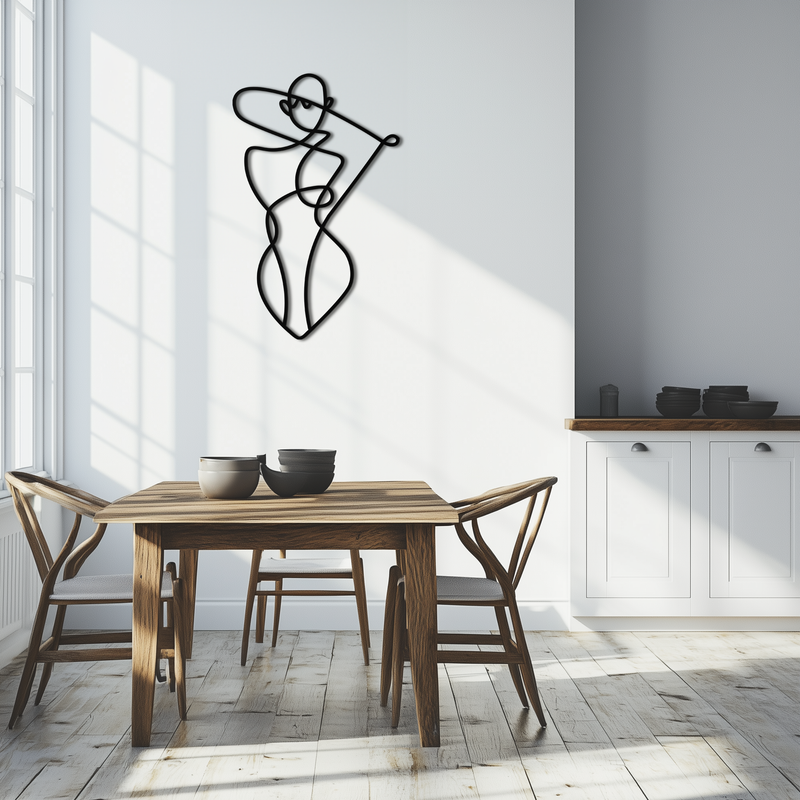 Minimalist Abstract Female Form Metal Wall Art – Modern Line Art Sculpture - KAF069