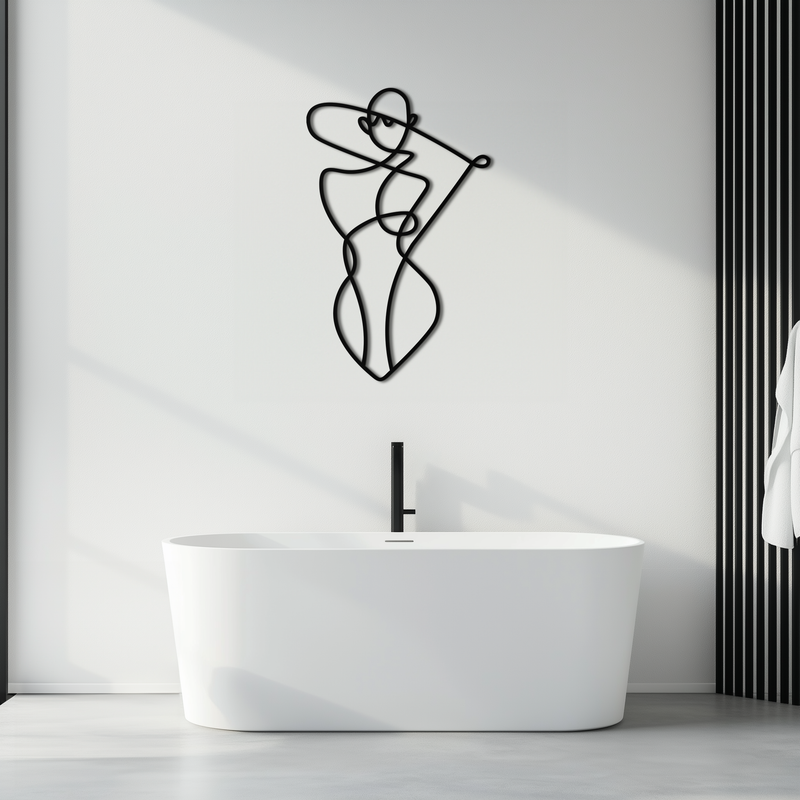 Minimalist Abstract Female Form Metal Wall Art – Modern Line Art Sculpture - KAF069