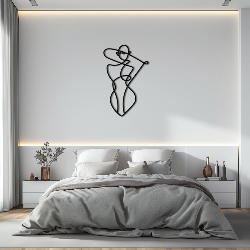 Minimalist Abstract Female Form Metal Wall Art – Modern Line Art Sculpture - KAF069