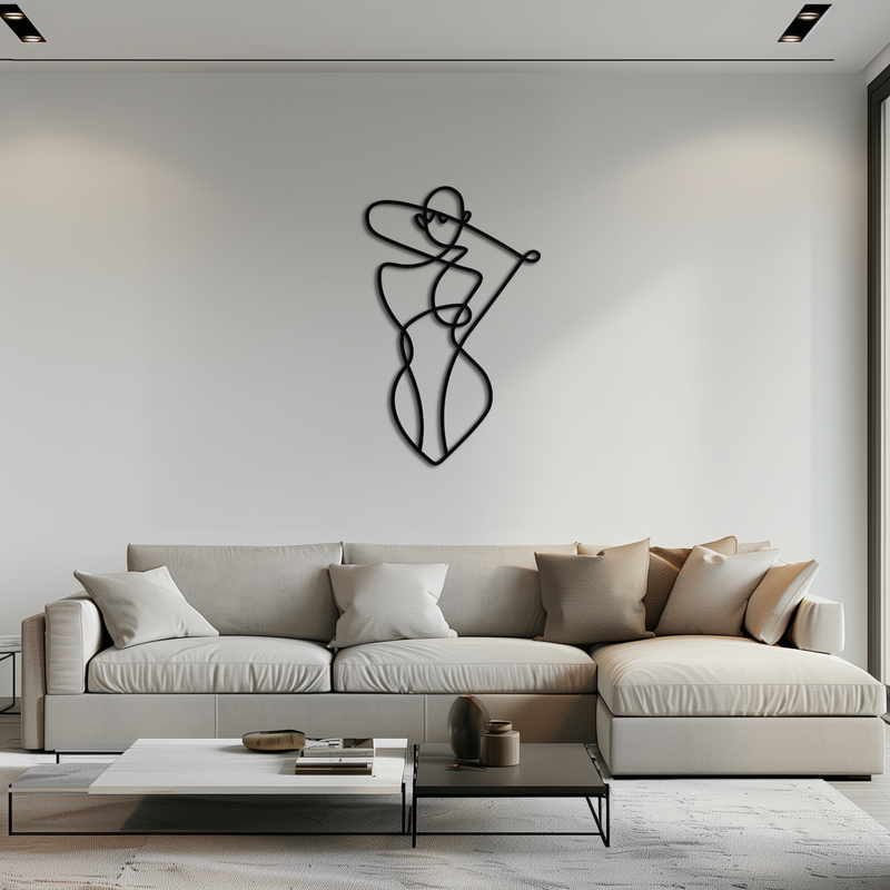 Minimalist Abstract Female Form Metal Wall Art – Modern Line Art Sculpture - KAF069