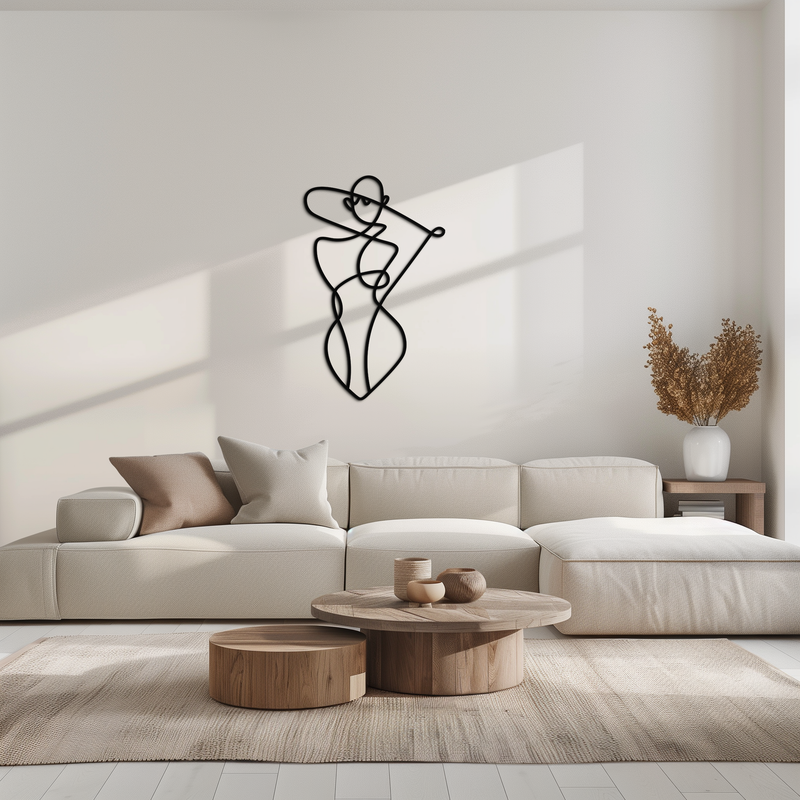 Minimalist Abstract Female Form Metal Wall Art – Modern Line Art Sculpture - KAF069