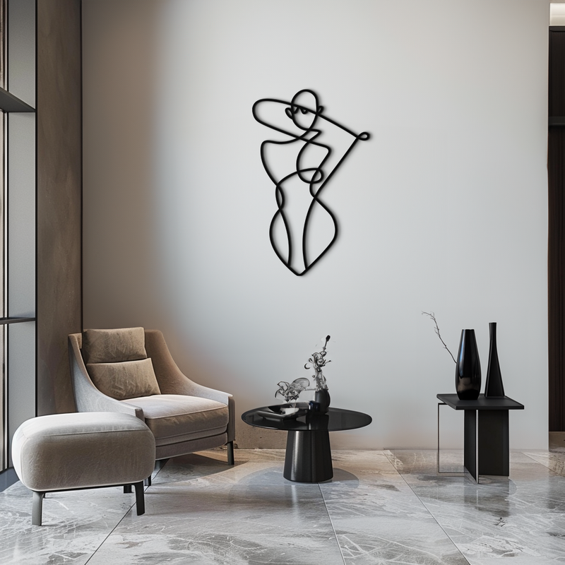 Minimalist Abstract Female Form Metal Wall Art – Modern Line Art Sculpture - KAF069