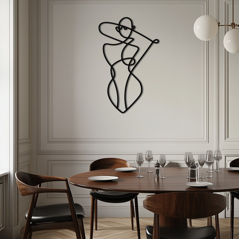 Minimalist Abstract Female Form Metal Wall Art – Modern Line Art Sculpture - KAF069