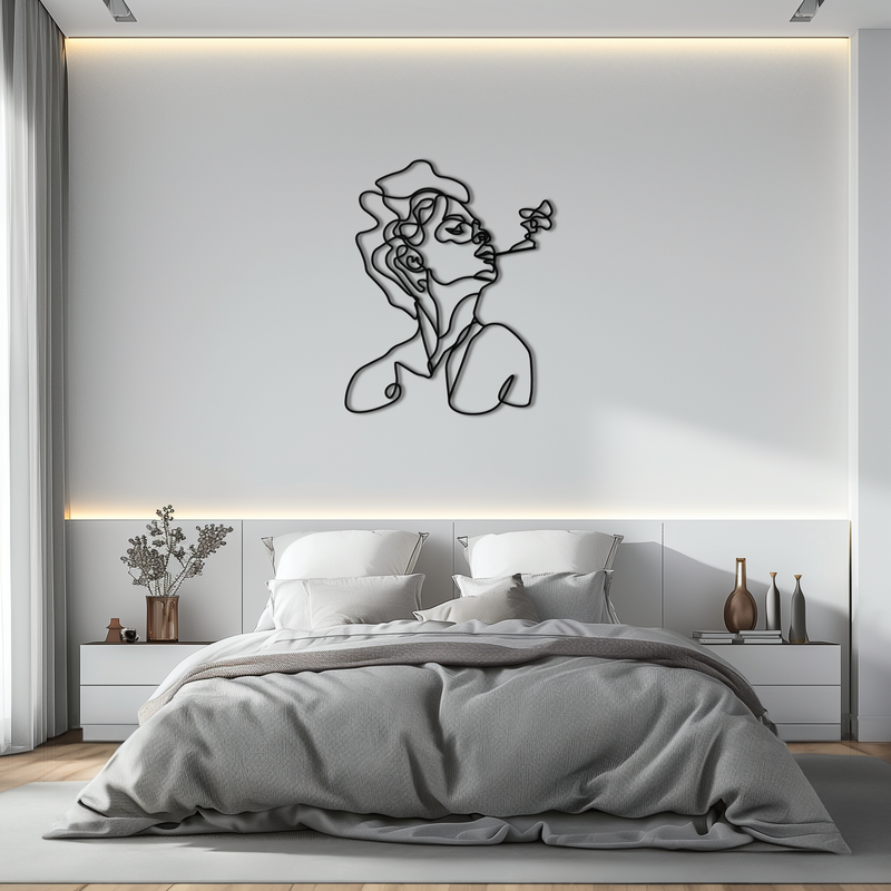 Abstract Female Line Art Metal Wall Decor – Modern Minimalist Face Sculpture - KAF071