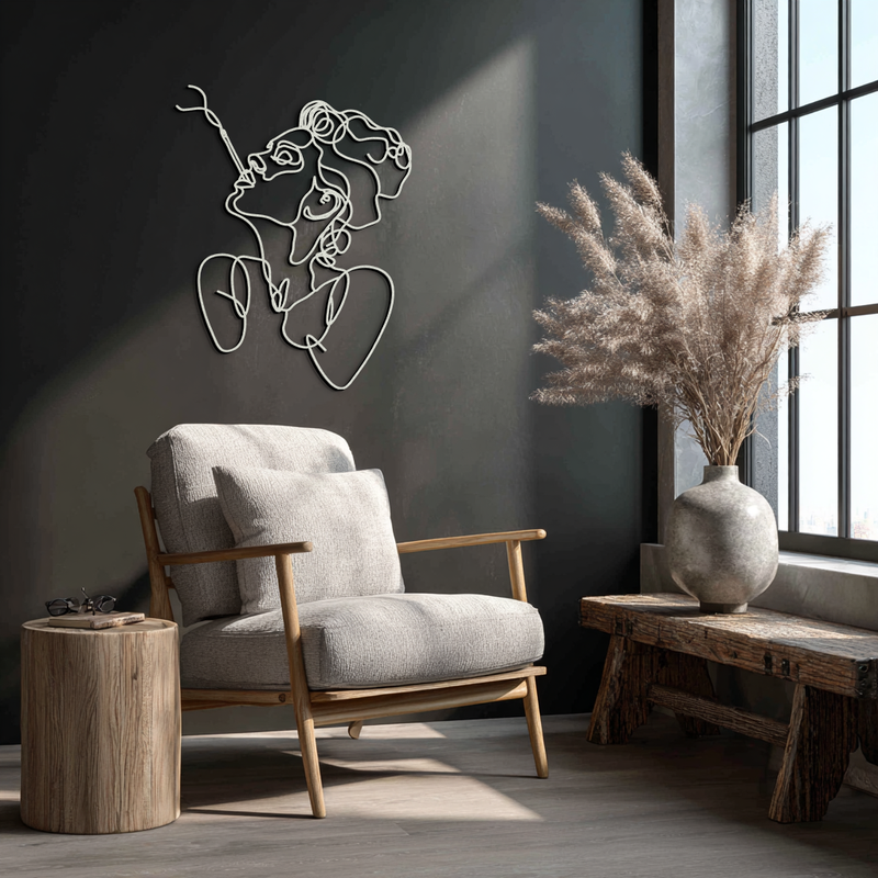 Abstract Feminine Line Art Metal Wall Decor - Minimalist Modern Design - KAF072