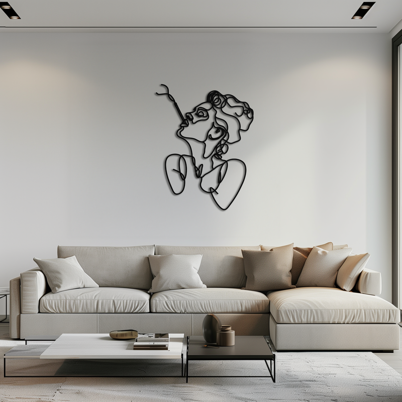 Abstract Feminine Line Art Metal Wall Decor - Minimalist Modern Design - KAF072