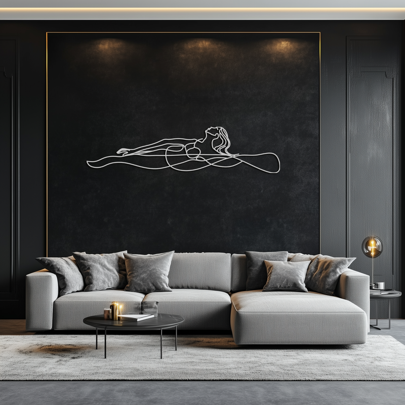 Reclining Woman Metal Wall Art - Minimalist Line Art Decor - KAF079