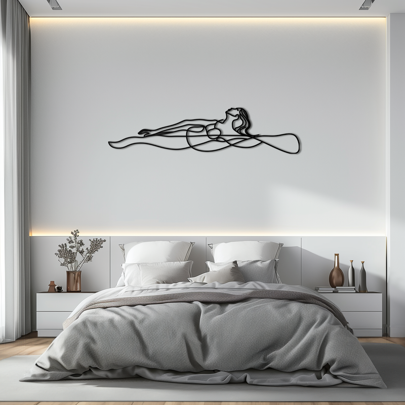 Reclining Woman Metal Wall Art - Minimalist Line Art Decor - KAF079