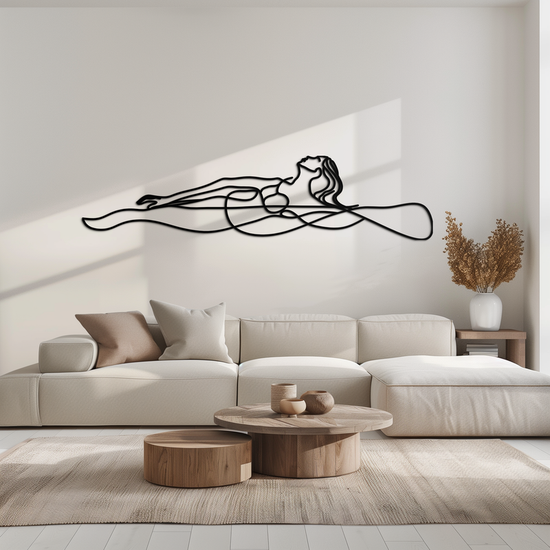 Reclining Woman Metal Wall Art - Minimalist Line Art Decor - KAF079