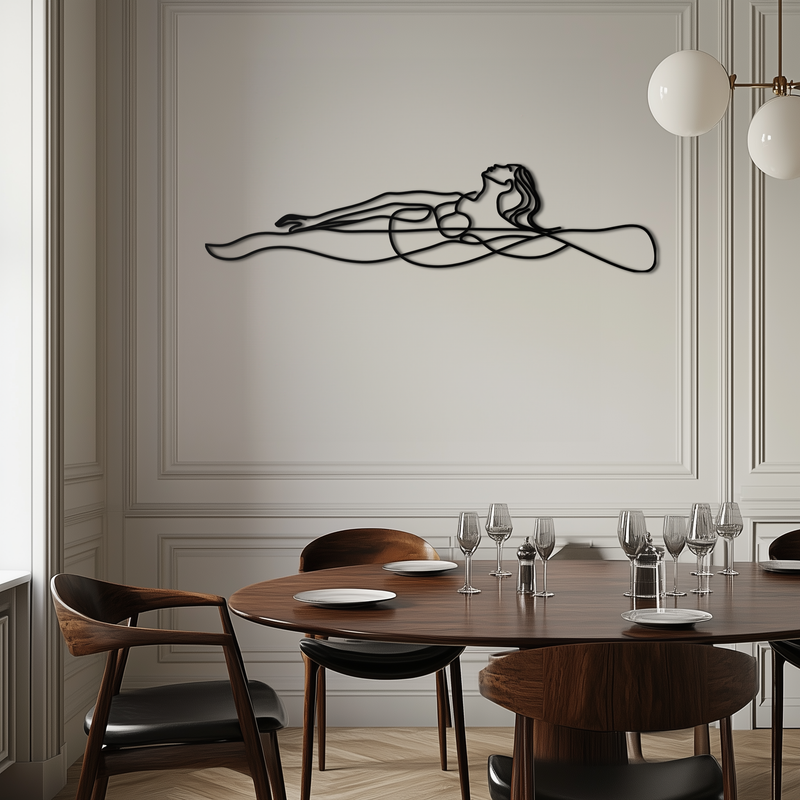 Reclining Woman Metal Wall Art - Minimalist Line Art Decor - KAF079