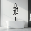 Wine Bottle & Glass Metal Wall Art - Modern Minimalist Bar Decor - KAF081